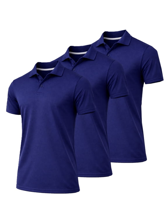 3-Pack Men's Dry Fit Moisture-Wicking Polo Shirt (S-3XL)