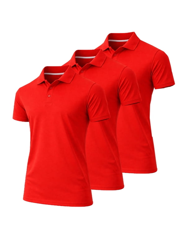 3-Pack Men's Dry Fit Moisture-Wicking Polo Shirt (S-3XL)