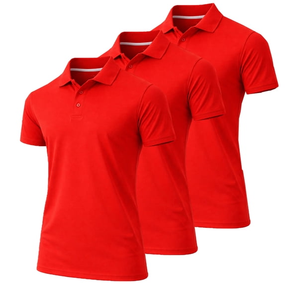3-Pack Men's Dry Fit Moisture-Wicking Polo Shirt (S-3XL)