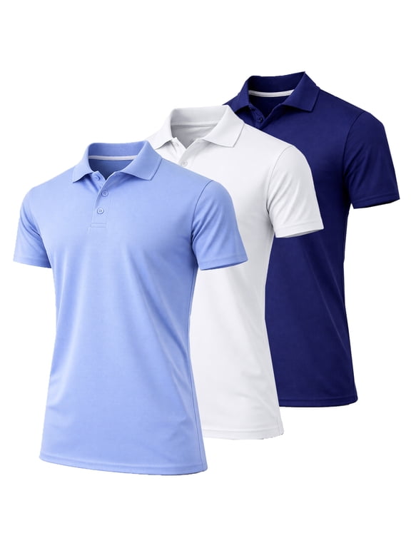 3-Pack Men's Dry Fit Moisture-Wicking Polo Shirt (S-3XL)