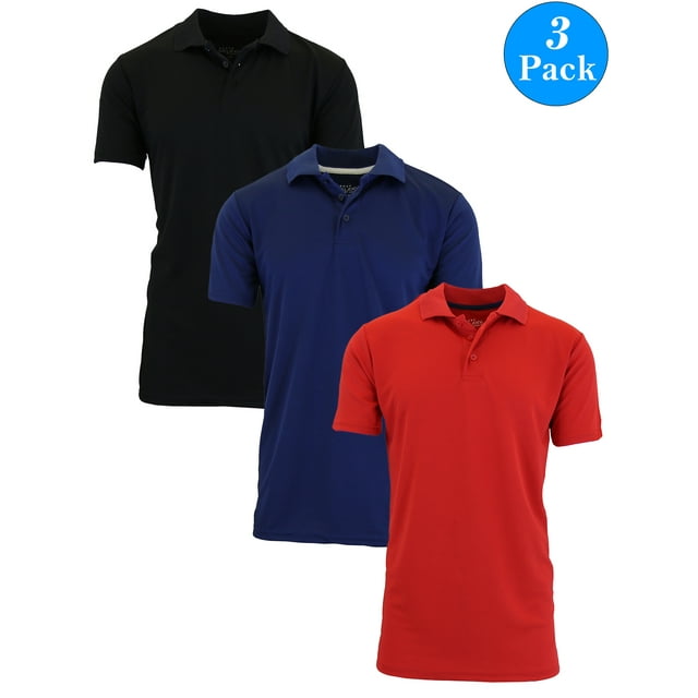 Men's Dry Fit Moisture-Wicking Polo Shirt (3-Pack) - Walmart.com