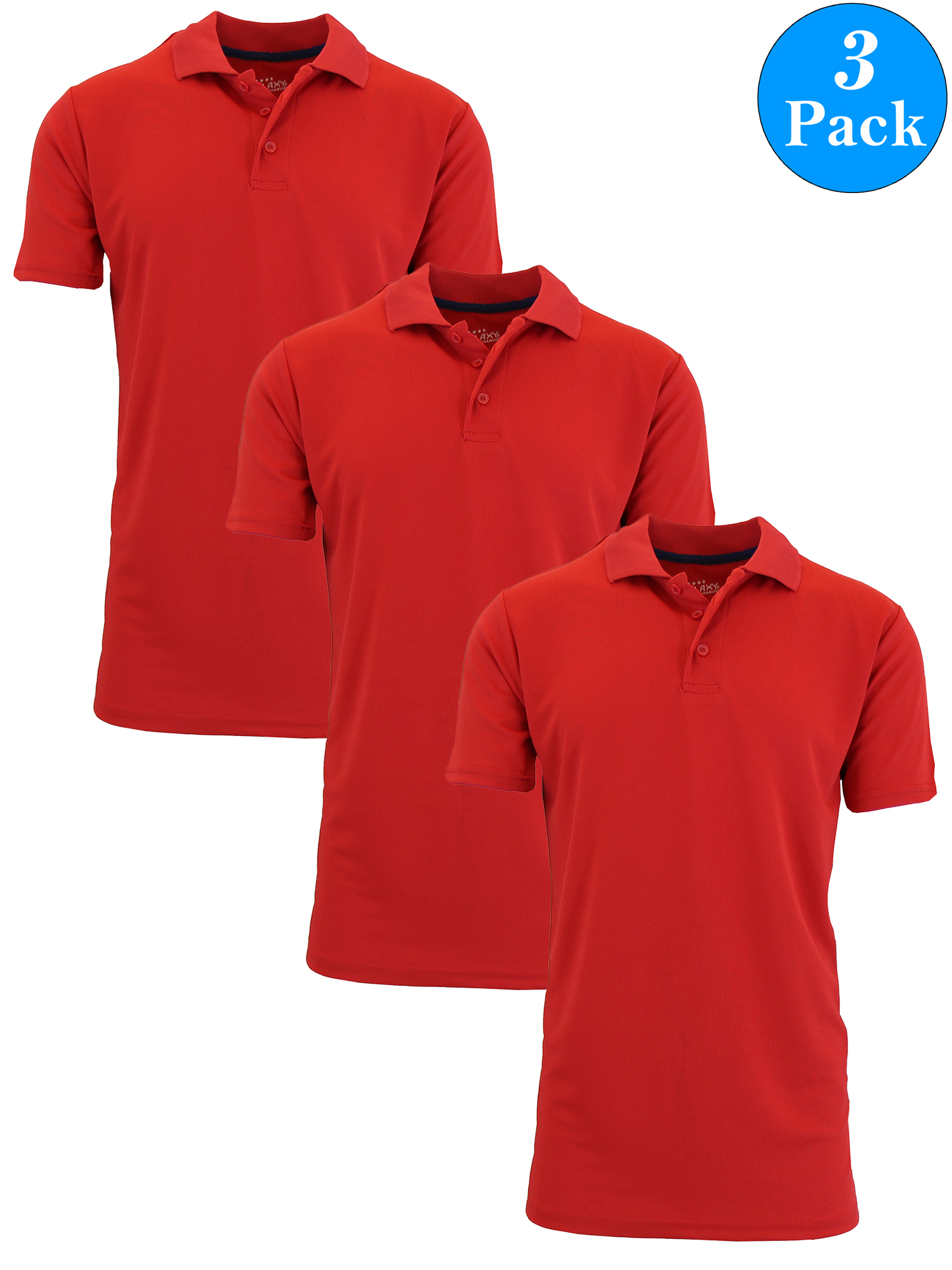 Men's Dry Fit Moisture-Wicking Polo Shirt (3-Pack)