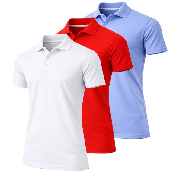 3-Pack Men's Dry Fit Moisture-Wicking Polo Shirt (S-3XL)