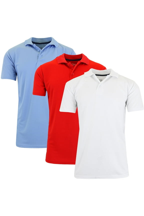 3-Pack Men's Dry Fit Moisture-Wicking Polo Shirt (S-3XL)