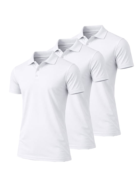 Men's Dry Fit Moisture-Wicking Polo Shirt (3-Pack)