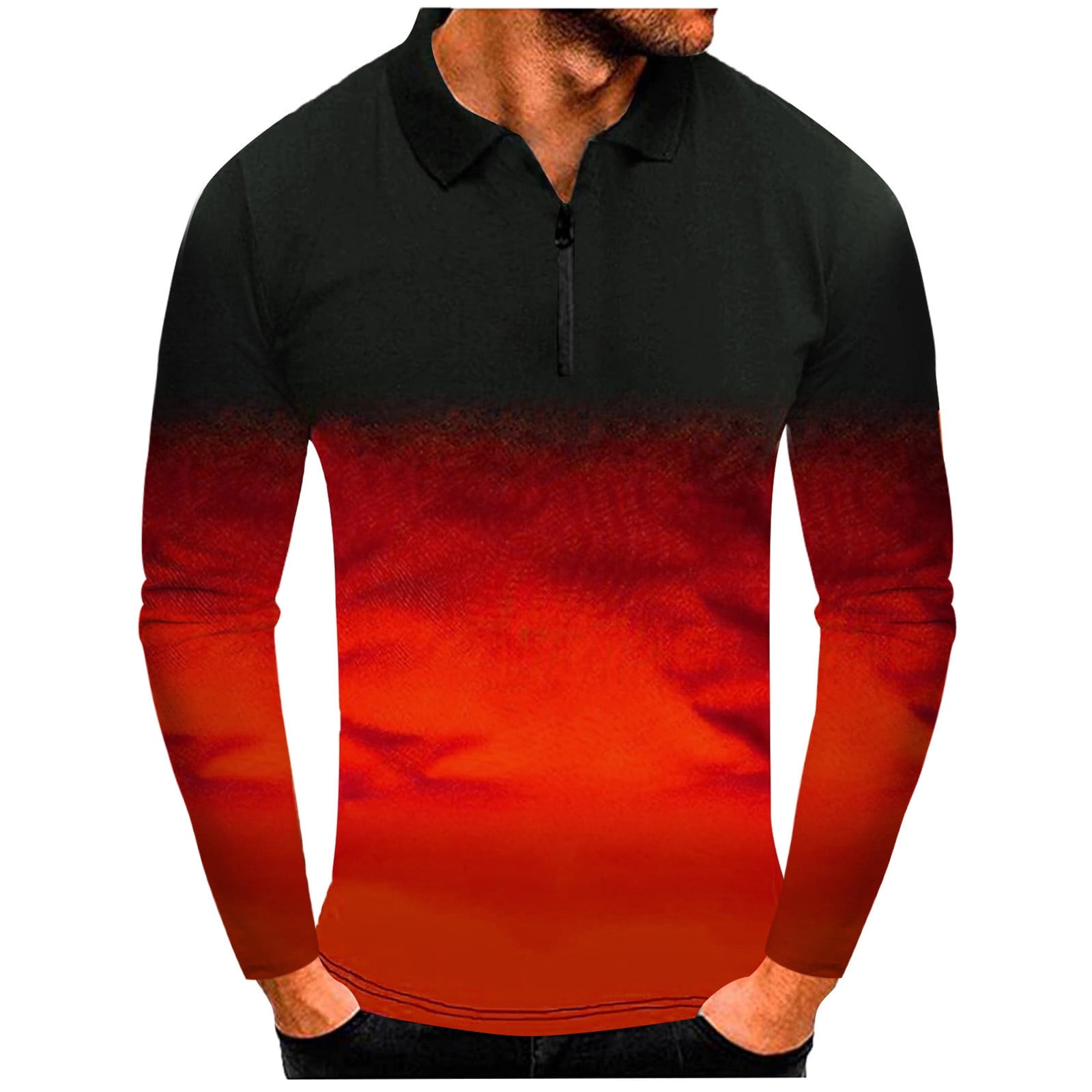 Men's Dry Fit Polo Shirt Long Sleeve Shirts Orange M - Walmart.com