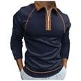 thumbnail image 1 of Men's Dry Fit Polo Shirt Long Sleeve Tops Dark Blue L, 1 of 4