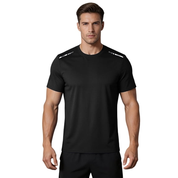 Men's Dry Fit Shirts Mesh Short Sleeve Athletic Crew Neck T Shirts Running Gym Workout Short Sleeve Tee Tops Black XXXXXL