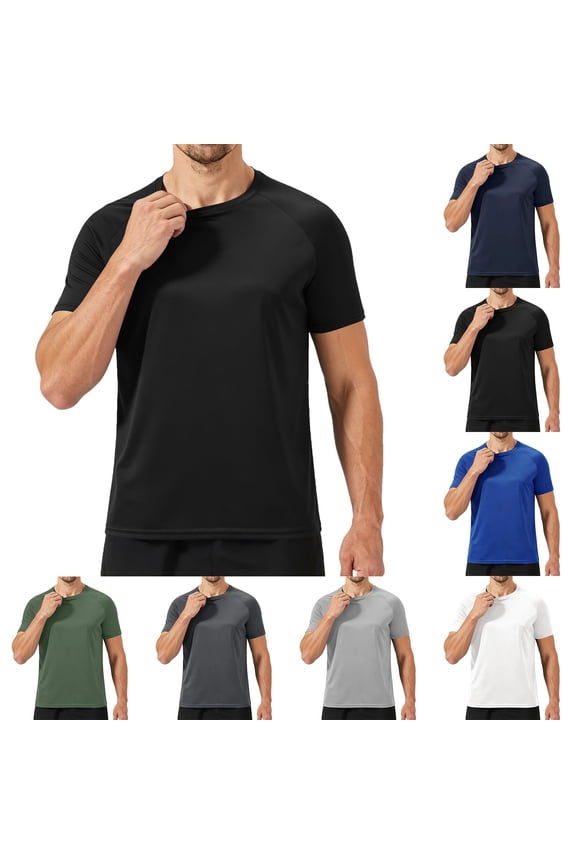 Men's Dry Fit Workout T-Shirts Athletic Running Tee Short Sleeve Crew Neck Gym Tops, Polyester, Moisture Wicking ,3XL,#01 Black