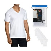 FRUIT OF THE LOOM Men's Dual Defense White V-Neck T-Shirts, 6 Pack