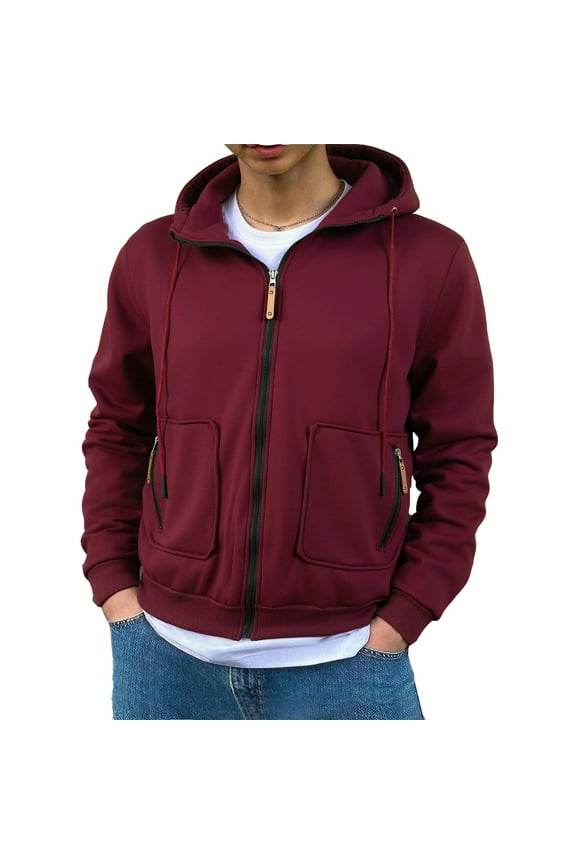 Men's Dual-Zipper Hoodie Tech-Enhanced Pullover Double Pocket System Drawstring Comfort Fit Casual Streetwear Essential Performance Fleece Long Sleeve Jacket