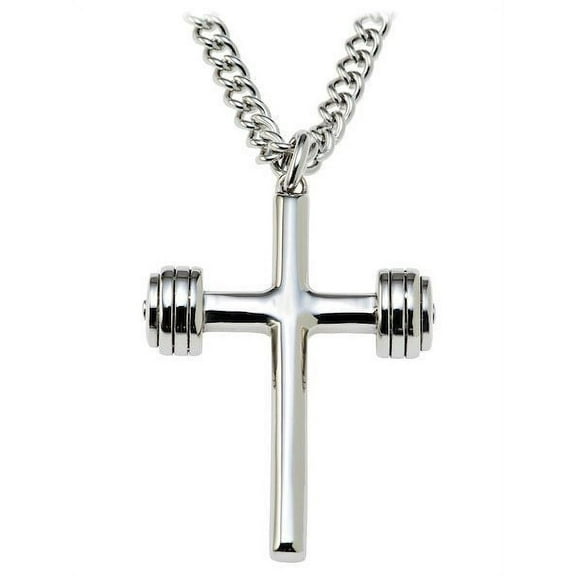 Men's Dumbbell Cross Necklace- John 19:30 by Shields of Strength