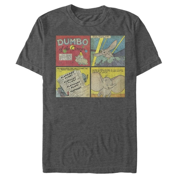 Men's Dumbo Comic Panels Graphic Tee Charcoal Heather Large