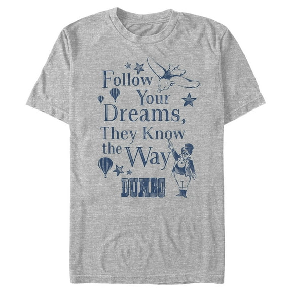Men's Dumbo Follow Your Dreams  Graphic Tee Athletic Heather Medium