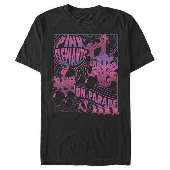 Men's Dumbo Pink Elephants on Parade Graphic Tee Black X Large