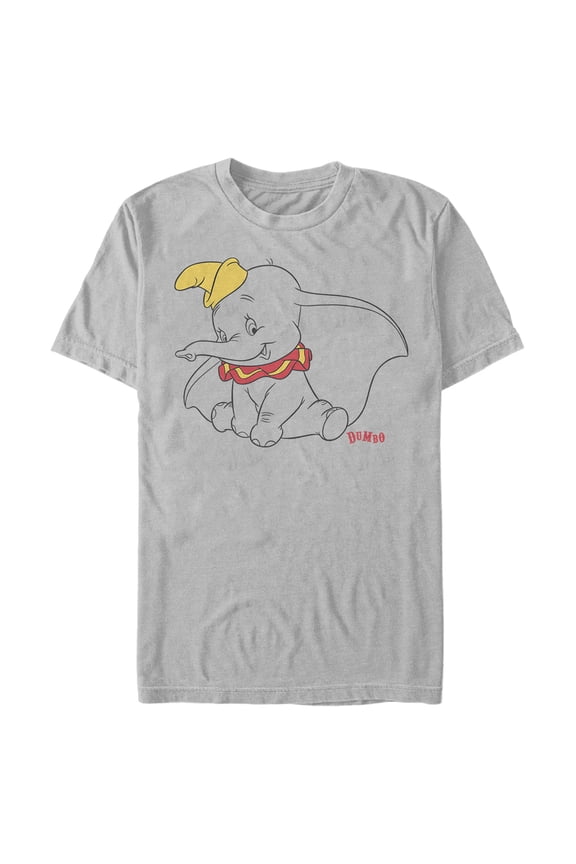 Men's Dumbo Sitting Cutely Graphic Tee Silver Medium