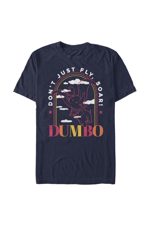 Men's Dumbo Soaring Sunset Arch Graphic Tee Navy Blue Large