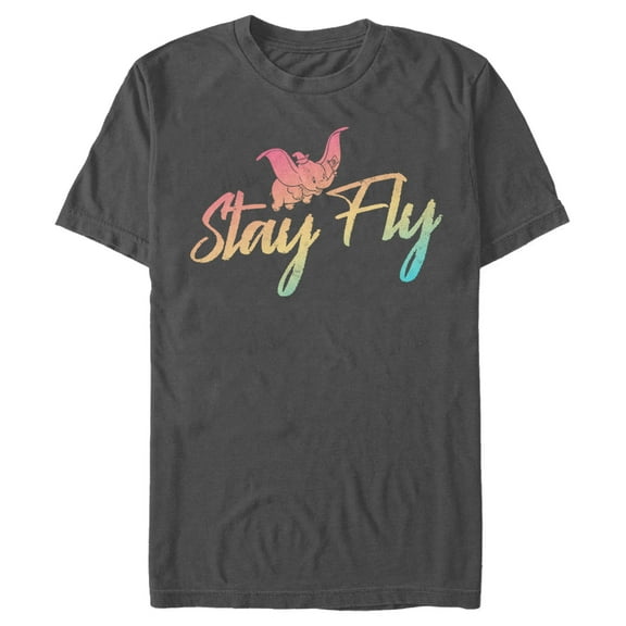 Men's Dumbo Stay Fly Rainbow  Graphic Tee Charcoal 3X Large