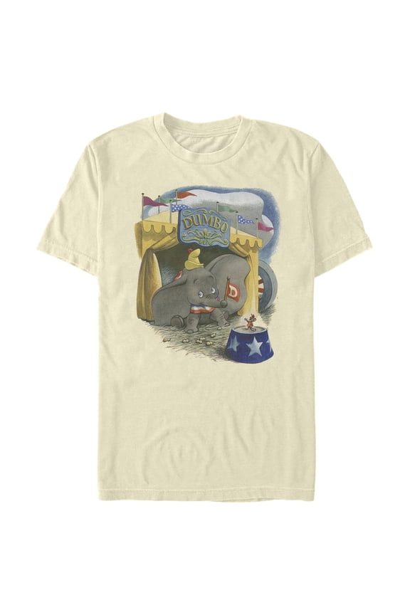 Men's Dumbo Timothy Circus Tent Retro Portrait Graphic Tee Beige X Large