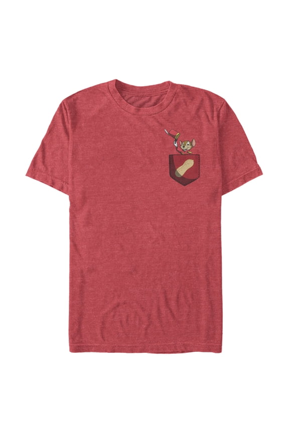 Men's Dumbo Timothy in Faux Pocket Graphic Tee Red Heather Large