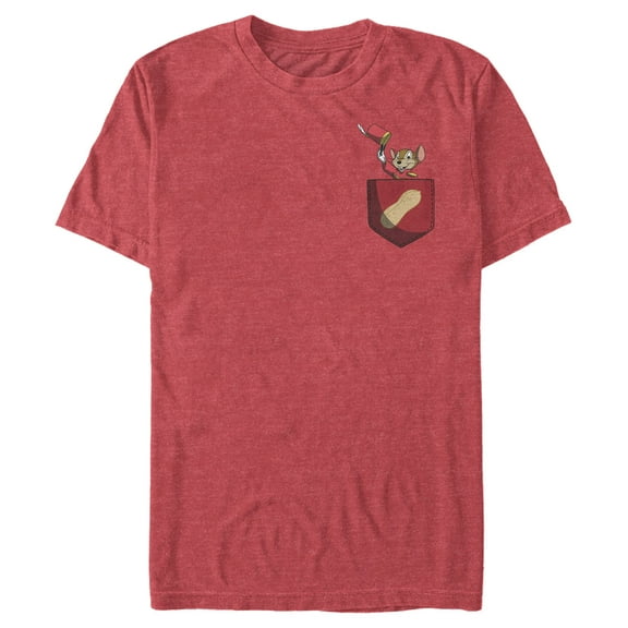 Men's Dumbo Timothy in Faux Pocket  Graphic Tee Red Heather Small