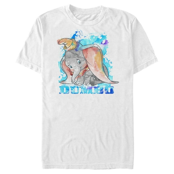 Men's Dumbo Watercolor  Graphic Tee White Medium
