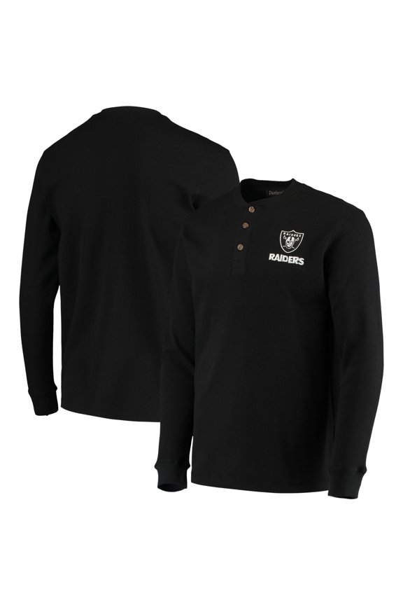 Men's Dunbrooke Black Las Vegas Raiders Logo Maverick Thermal Henley Long Sleeve T-Shirt