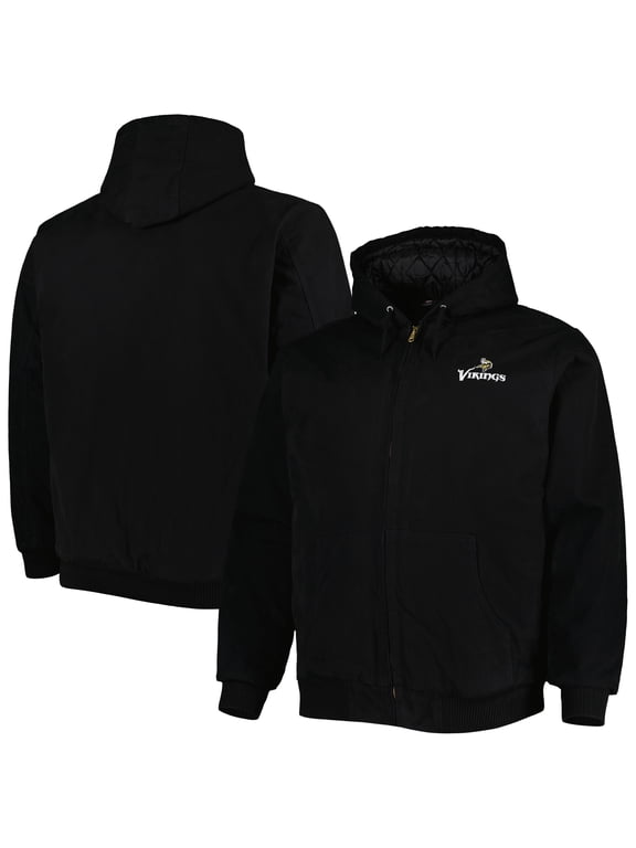 Men's Dunbrooke Black Minnesota Vikings Big & Tall Dakota Canvas Hoodie Full-Zip Jacket
