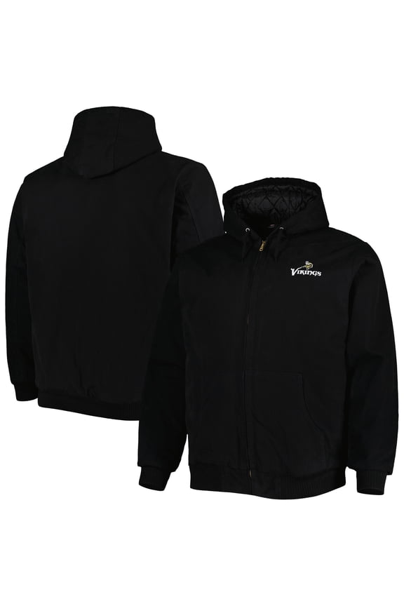 Men's Dunbrooke Black Minnesota Vikings Big & Tall Dakota Canvas Hoodie Full-Zip Jacket