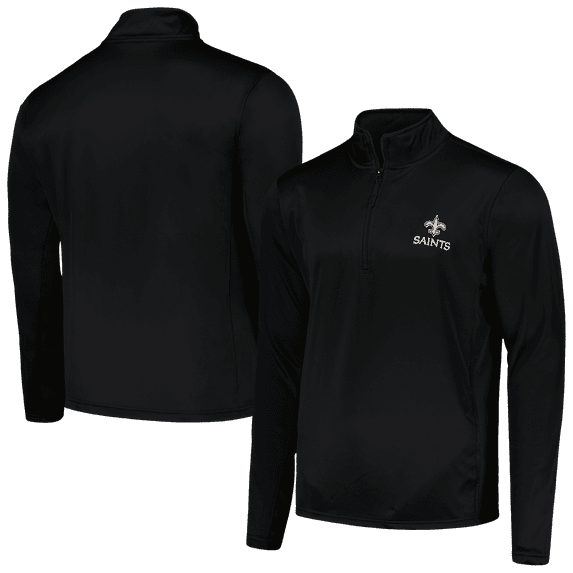 Men's Dunbrooke Black New Orleans Saints All-Star Tech Quarter-Zip Top