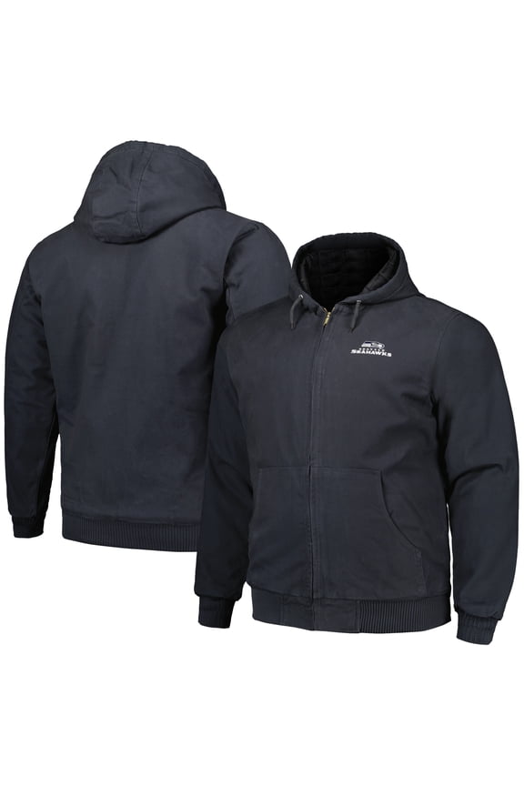 Men's Dunbrooke Charcoal Seattle Seahawks Big & Tall Dakota Canvas Hoodie Full-Zip Jacket