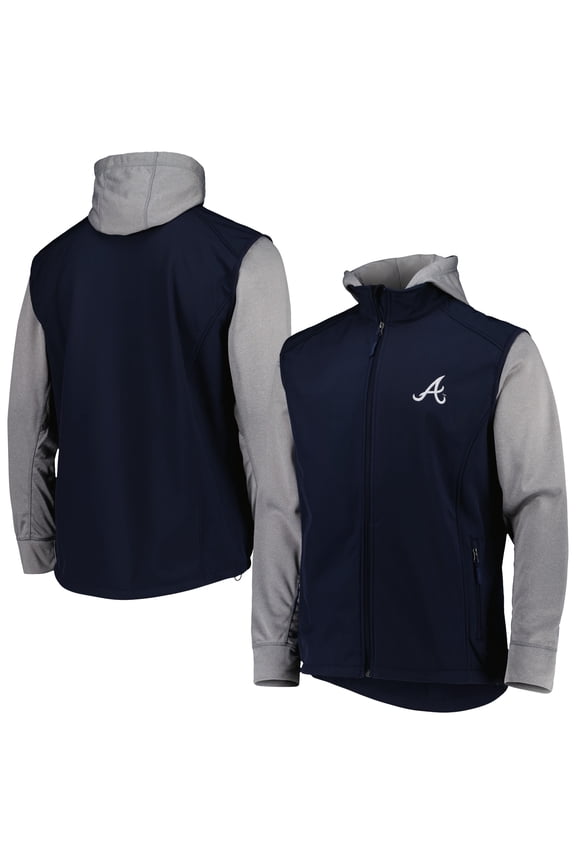 Men's Dunbrooke Navy/Heather Gray Atlanta Braves Alpha Full-Zip Jacket