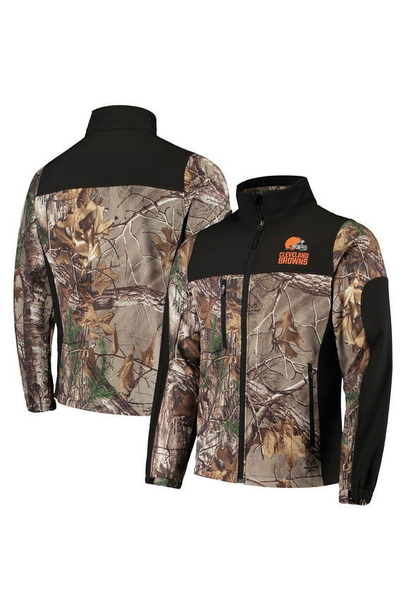Men's Dunbrooke Realtree Camo/Black Cleveland Browns Circle Hunter Softshell Full-Zip Jacket