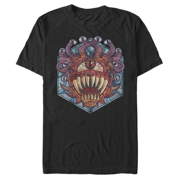 Men's Dungeons & Dragons Beholder Monster Stained Glass Graphic Tee Black Medium