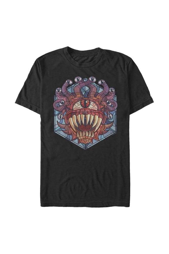 Men's Dungeons & Dragons Beholder Monster Stained Glass Graphic Tee Black X Large