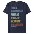 thumbnail image 1 of Men's Dungeons & Dragons Class Name Rainbow Cartoon  Graphic Tee Navy Blue 3X Large, 1 of 4