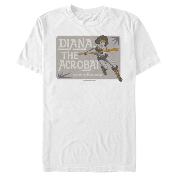 Men's Dungeons & Dragons Diana the Acrobat Frame Cartoon  Graphic Tee White 2X Large