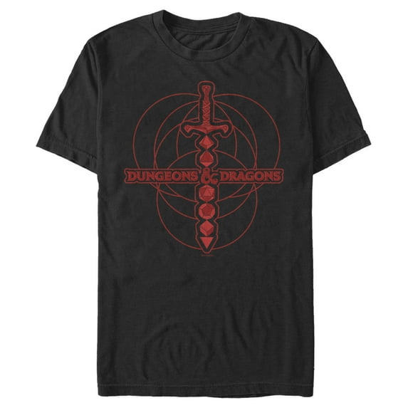 Men's Dungeons & Dragons Dice Sword Venn Diagram Graphic Tee Black 2X Large