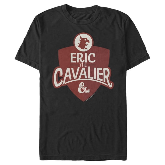 Men's Dungeons & Dragons Eric the Cavalier Shield Cartoon  Graphic Tee Black Small