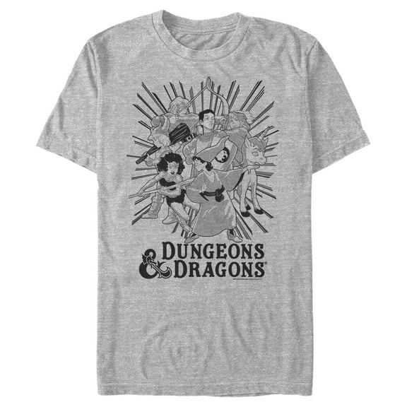 Men's Dungeons & Dragons Fantasy Player Vintage Cartoon  Graphic Tee Athletic Heather 3X Large