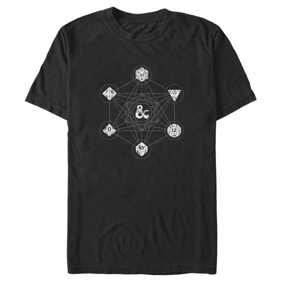 Men's Dungeons & Dragons Geometric Dice Pattern Graphic Tee Black 3X Large