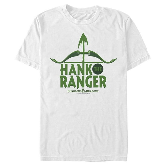 Men's Dungeons & Dragons Hank the Ranger Arrow Text Cartoon  Graphic Tee White Medium