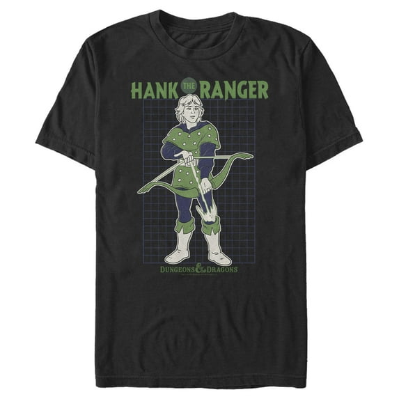 Men's Dungeons & Dragons Hank the Ranger Grid Cartoon Graphic Tee Black 3X Large