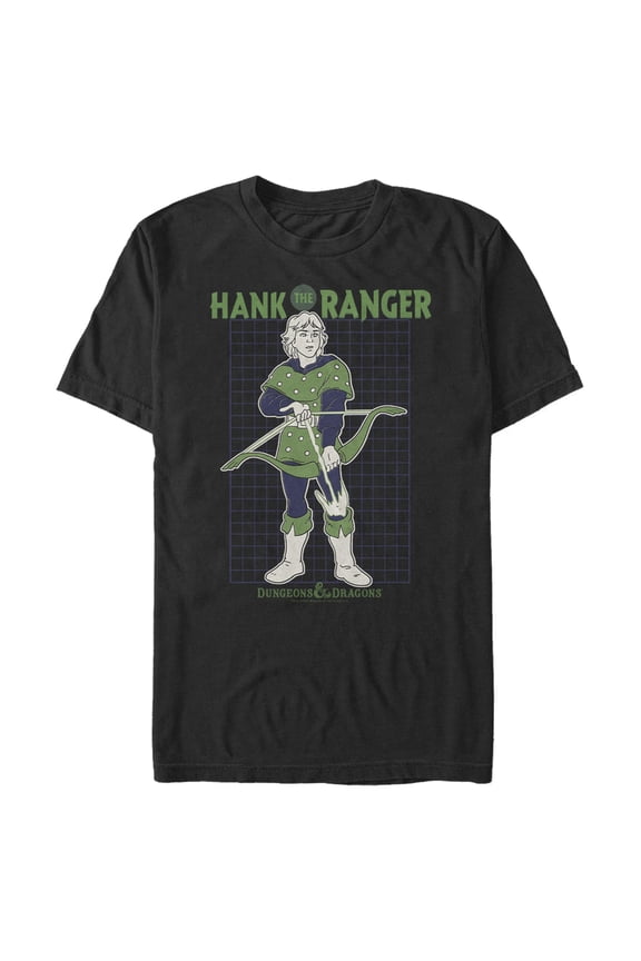 Men's Dungeons & Dragons Hank the Ranger Grid Cartoon Graphic Tee Black 3X Large