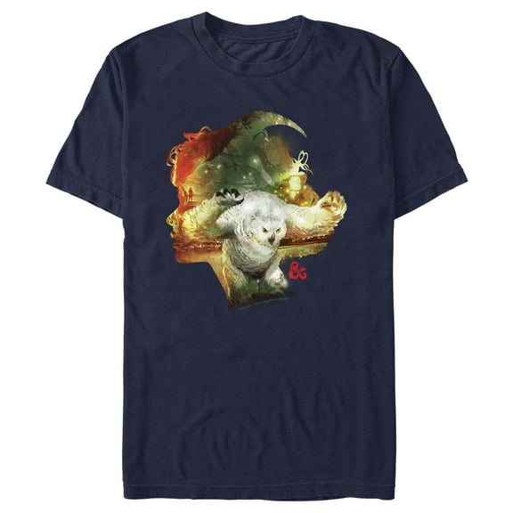 Men's Dungeons & Dragons: Honor Among Thieves Owlbear Silhouette Graphic Tee Navy Blue Large