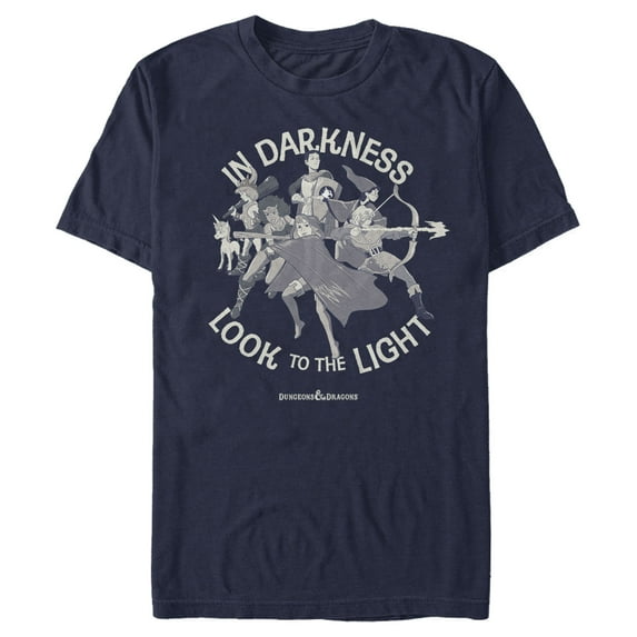 Men's Dungeons & Dragons In Darkness Look to Light Cartoon Graphic Tee Navy Blue 3X Large