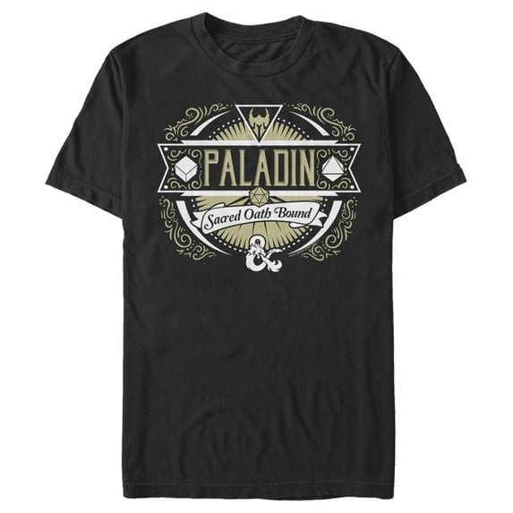 Men's Dungeons & Dragons Paladin Sacred Oath Bound Badge Graphic Tee Black Medium