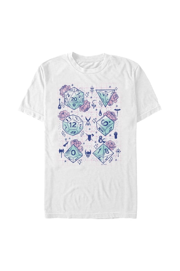 Men's Dungeons & Dragons Pastel Floral Dice  Graphic T-Shirt