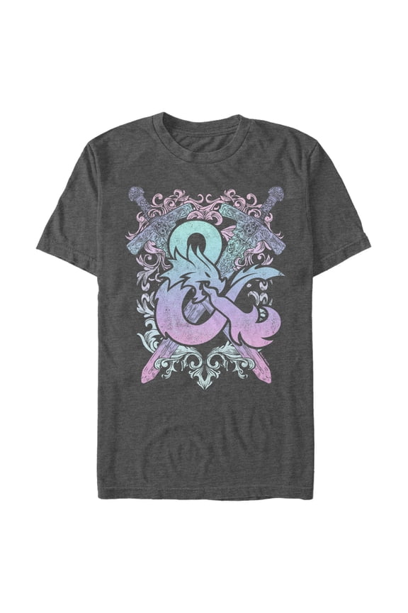 Men's Dungeons & Dragons Pastel Rainbow Logo Graphic Tee Charcoal Heather 2X Large