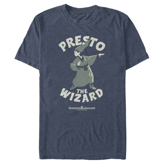 Men's Dungeons & Dragons Presto the Wizard Cartoon  Graphic Tee Navy Blue Heather 3X Large